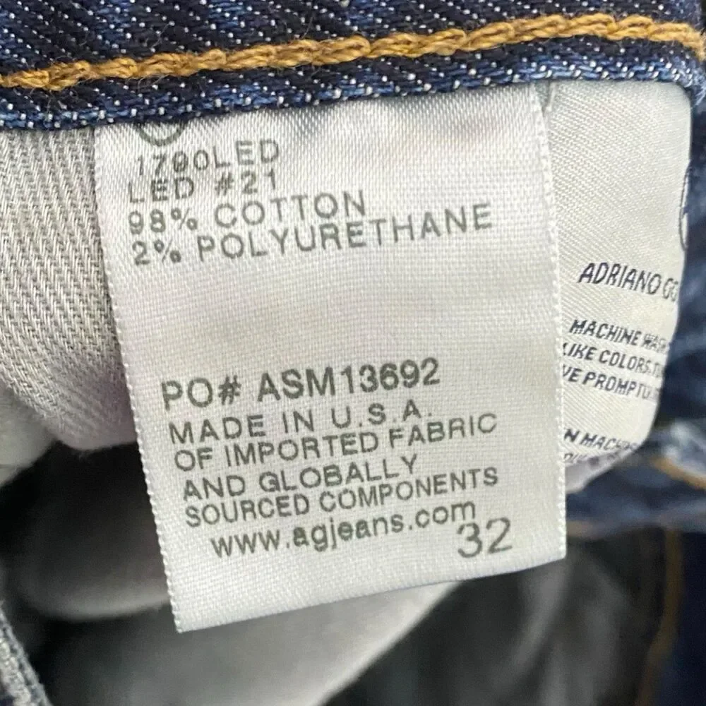 AG Adriano Goldschmied Ives Jeans Mens 32x32 Blue Modern Athletic Fit Denim NEW
